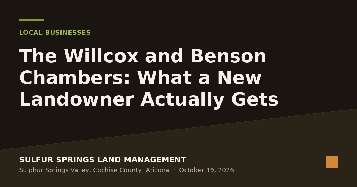 The Willcox and Benson Chambers: What a New Landowner Actually Gets